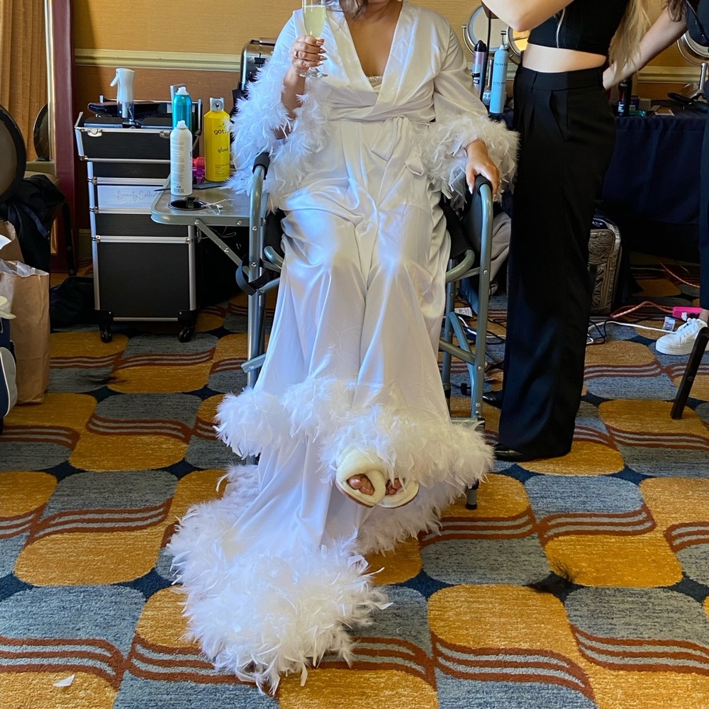 Bridal Getting Ready White Feathered Robe
